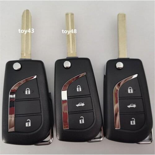2/3 Button Flip folding Remote key shell for Toyota 2014 Levin Camry Reiz Highlander Corolla Replacement Key Shell toy48 toy43