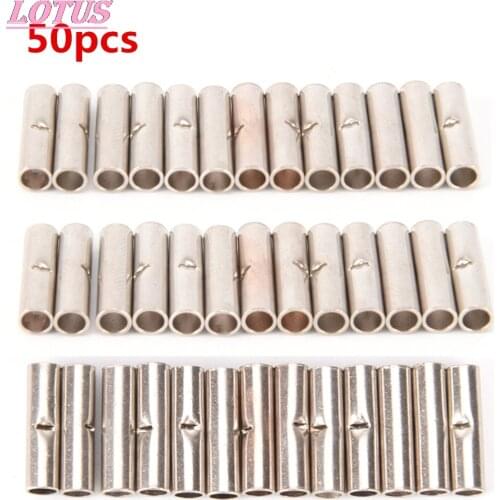 50PCS New 14-16AWG Uninsulated Butt Connectors Crimp Terminals Non Insulated Crimping Tube DIY Electrical Wire Sleeve Seamless