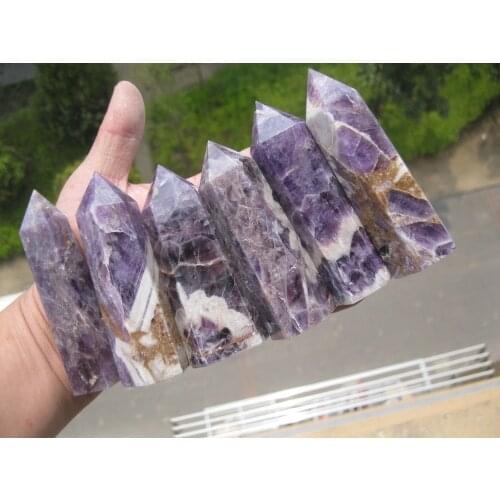 600g(1.32lb) Natural dreamy banded chevron amethyst healing crystal point 6pcs/lot