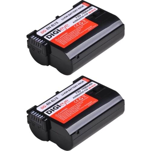 2 Pcs EN-EL15 EL15A Camera Battery for Nikon D500 D600 D610 D750 D7000 D7100 D7200 D800 D850 D810