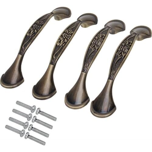 Antique Bronze Handles & Knobs Handshandle Cabinet Drawer Home Furniture 96mm Pack Of 4