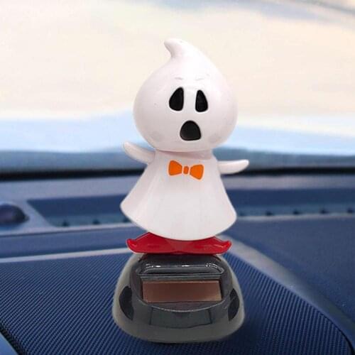 Car Solar-Powered Swinging Ghost Mini Doll Car Halloween Interior Accessories Decoration Personality Anime Halloween Gift Decor