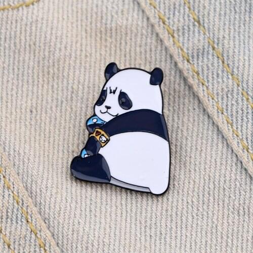 BG1087 Anime Panda Enamel Pin Brooches Cartoon Creative Cute Animal Metal Brooch Pins Denim Hat Badge Collar Jewelry