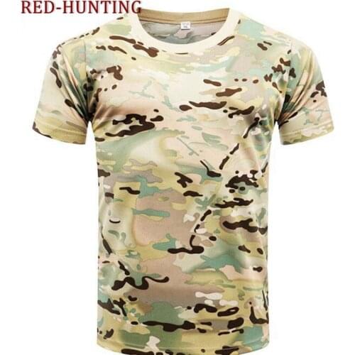 Quick Dry Short Sleeve Camo Clothing O Neck T shirt Summer Military Camouflage T-shirt Men Tactical Army Combat