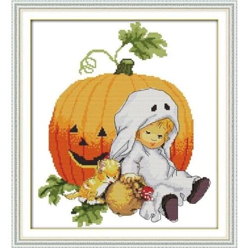 Halloween (3) cross stitch kit cartoon counted stamped fabric 14ct 11ct hand embroidery DIY handmade needlework supplies bag