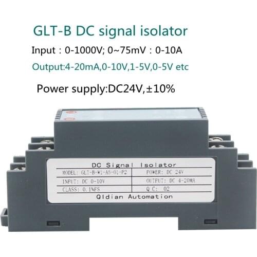 24v DC Power Supply 0.1% fs Signal Isolator 0-10v 4-20ma Analog Signal Splitter signal isolation GLT-B