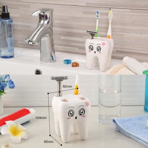 Hot Cartoon Toothbrush Holder Teeth Shaped 4 Holes Tooth Brush Storage Stand Bathroom Supplies SSwell