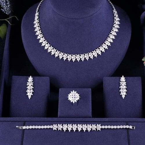 Jankelly Nigeria Bridal Zirconia For Women Party Luxury Dubai Necklace Earringa Rings CZ Crystal Wedding Jewelry Sets
