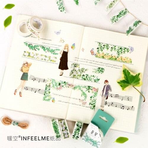 Modern Ladies And Gentlemen Green Plant Life Washi Tape Adhesive Tape DIY Scrapbooking Sticker Label Masking Tape