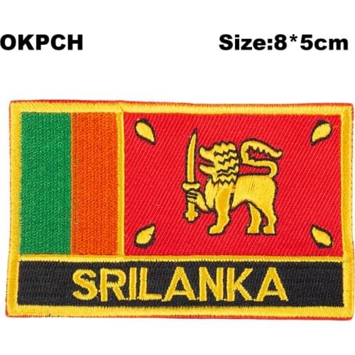 Sri Lanka Flag patcheswork fabric embroidery patch cutstom DIY stickers on clothing with iron PT0163-R
