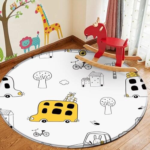 Hogar Flannel Carpet Baby Hand Print Carpet New Fashion Cartoon Animals Pattern Children Carpet Non-Slip Children Baby Play Mat