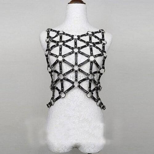 Punk Rock Gothic Handcrafted Handmade HarnesPub Club Bar Party Leather Belt Bustier Corset Suspender Straps