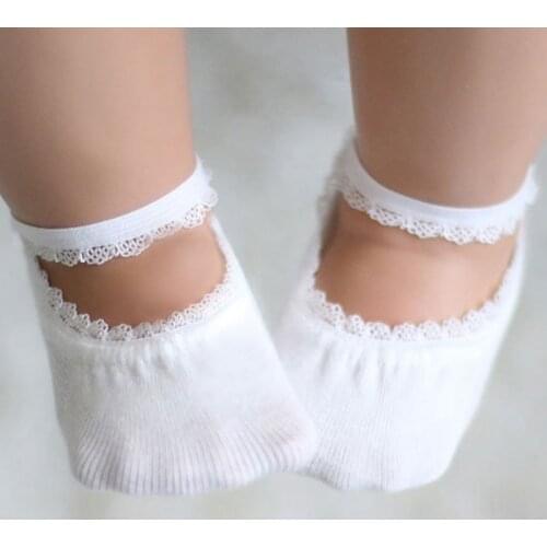 Soft Cotton Newborn Socks Summer Lace Baby Socks Solid Color Princess Baby Girl Socks Infant Anti-slip Socks With Rubber Soles
