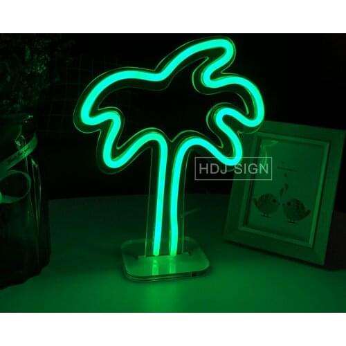 Coconut Tree Neon Night Light Suitable For Bedroom Cafe Bar Office Table Desk Lamp Atmosphere Light Creative Gift