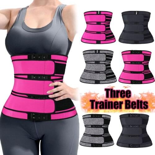 Neoprene Sweat Body Shaper Belts Three Waist Trainer Belt Shaping Colombian Girdles Adjustable Slimming Tummy Trimmer Corset