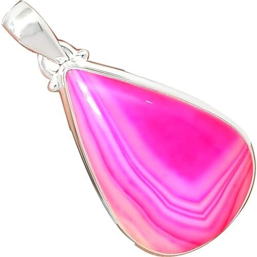 NiaoZaiFei YunZaiKan Genuine Botswana Agate Pendant 925 Sterling Silver, 43 mm, MHBAP6183