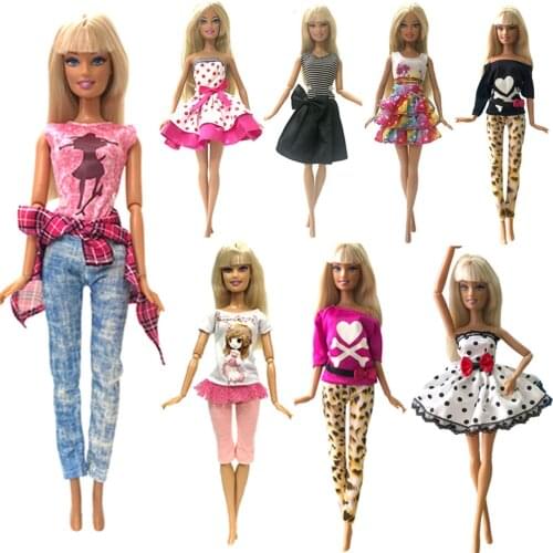 NK 8 Pcs Newest Princess Doll Outfit Beautiful Party Clothes Top Fashion Dress For Barbie Doll Best Girls' Gift Baby Toys