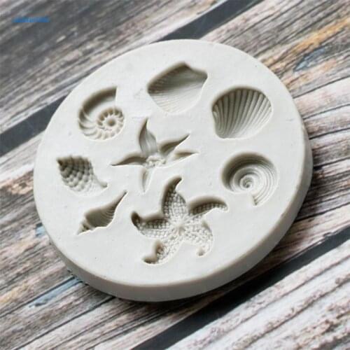 P15D Starfish Conch Seashell Shape Mold for Baking Fondant Chocolate Candy 8 Cavities
