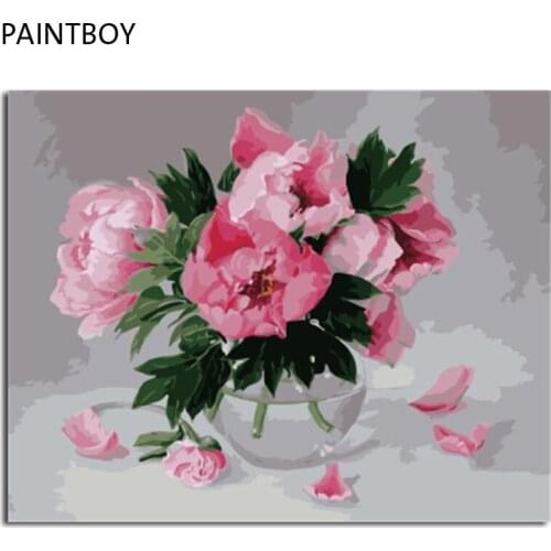 PAINTBOY Framed DIY Painting By Numbers Flowers Coloring By Numbers Hand Painted On Canvas Home Decor Wall Art