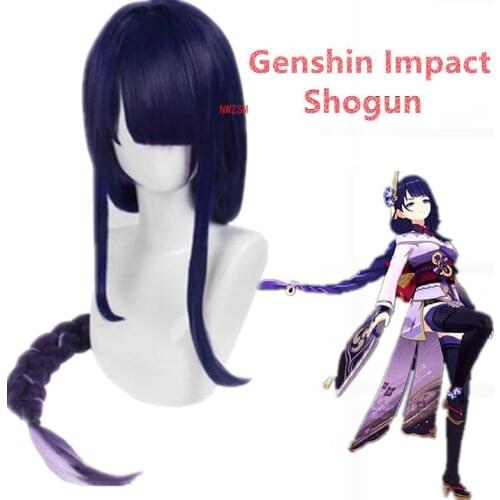 Baal Cosplay Wig Game Genshin Impact Shogun Woman 100cm Long Graident Purple Braided Hair Peluca Anime Hallowen Party Wigs