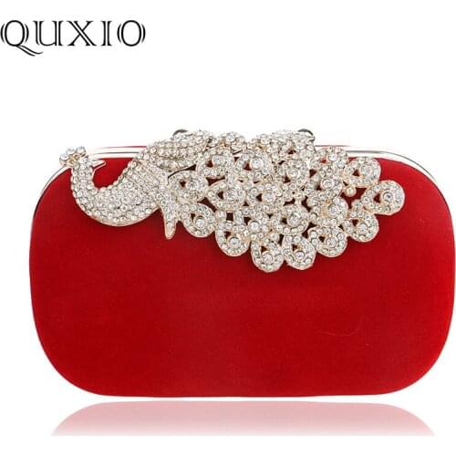 Peacock Diamonds Evening Bag For Women 2019 New Fashion Red Wedding Clutch Bags Chain Shoulder Handbags Lady Party Purse Bag