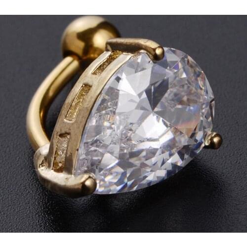 Peach Heart Crystal Water Drop Belly Button Ring Body Anti-umbilical Belly Pendant Jewelry Piercing Button Cord Hole Ring E2Z3