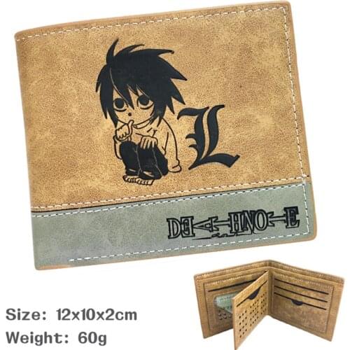 Hot Casual PU Bifold Wallet Anime Death Note Short Mens Leather Note Compartment Photo Credit Coin Cards Holder Purses