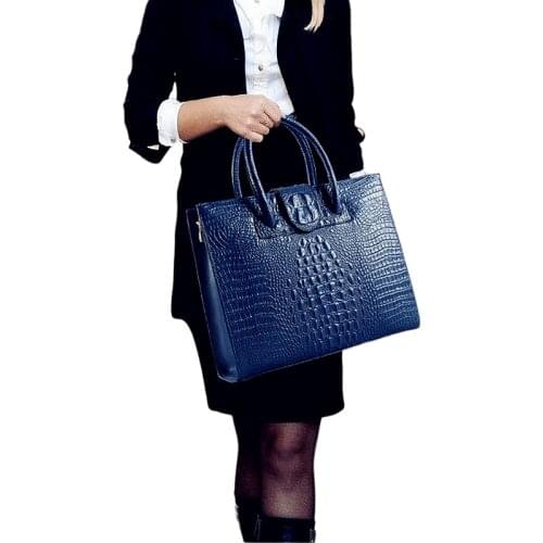 Leather Business Womens Briefcase Female 14 Inch Laptop Bag Cowhide Portable Handbags Large-capacity Shoulder Commuter Bags