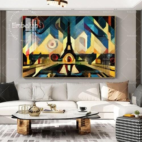 Drop Shipping HD Wall Poster For Living Room The Eiffel Tower In Paris Landscape Canvas Oil Painting Home Decor Picture