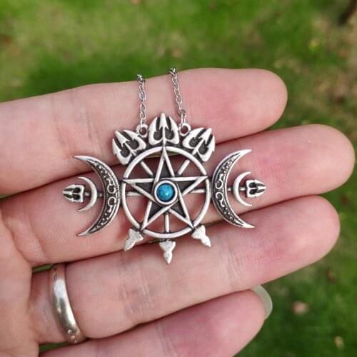Variety Styles Witch Triple Moon Necklace Crescent Moon Pendant Necklace Seal Sigil of Spirit Gothic Jewelry