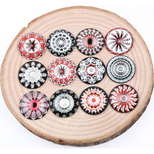 Reidgaller 12mm 20mm 25mm mandala photo round dome glass cabochons diy jewelry findings for earrings pendants making
