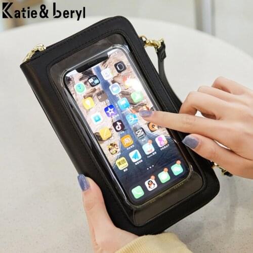 RFID Touchable Phone Pocket Brand Designer Women Shoulder Bags PU Leather Ladies Small Crossbody Bags Female Flap Clutch Wallet