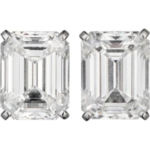 18K White Gold Stud Earrings Women Wedding Anniversary Engagement Party Emerald Moissanite Diamond Elegant Trendy Romantic