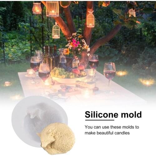 Sleeping Wolf Cub Silicone Mould Reusable DIY Candle Mold Soap Mold Fondant Mould