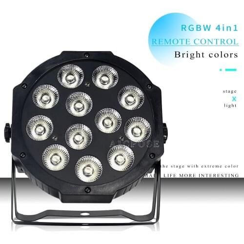 12pcs 12w Led Lamp Beads 12x12W Led Par Lights RGBW 4in1 Flat Par Led Dmx512 Disco Lights Professional Stage DJ Equipment