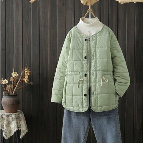 Warm Jackets Female Tops Plus Size o Neck Solid Black Khaki Women Slim Quilted Oversize 2021 New Winter Coats Casual Clothing