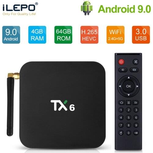 Tanix TX6 Smart TV Box Android9.0 4GB RAM 64GB Allwinner H6 Quad Core Android Box USD3.0 2.4G5G WiFi 4K Set Top Box Media Player