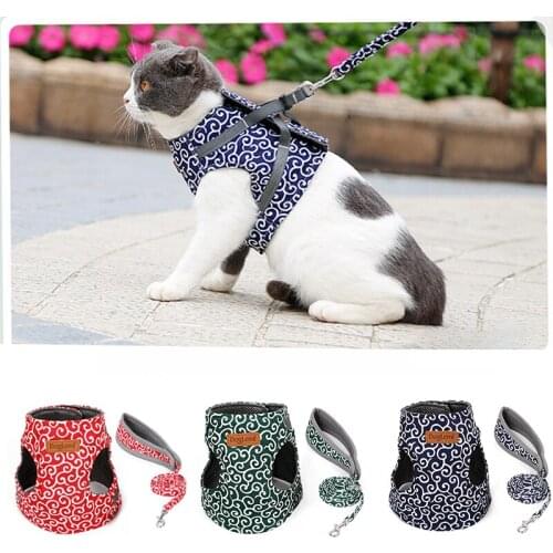 Puppy Cat Breathable Vest Harness Collar Mesh Pet Vest Harness and Leash Set Small Dog For Chihuahua Pug Bulldog Cat Arnes Perro