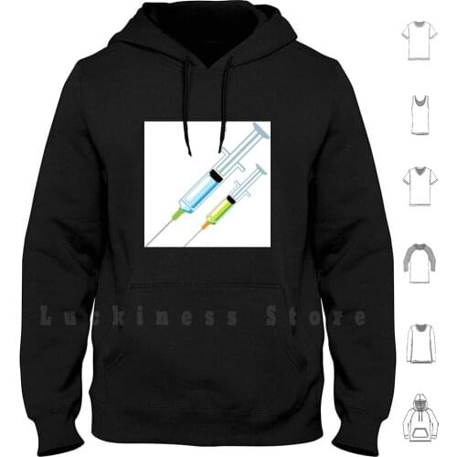 Take Vaccine Hoodie Long Sleeve Clinic Chemistry Test Syringe Remedy Disposable Pharmaceutical Aid Liquid Tool