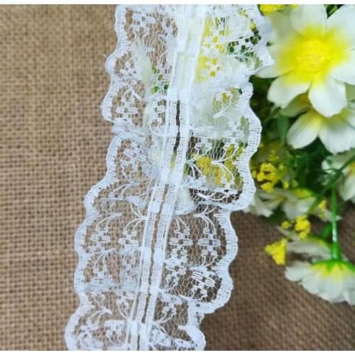 1M Embroidery Tulle Lace Fabric White Lace Collar 4cm Ribbon Lace Fabric For Sewing Dress Ribbons and Trims dentelle encajes L16