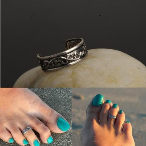Jewelry Ring For Women Summer Street Beat Retro Fashion Beach Foot Ring Toe Unique Vintage Silver Feet Rings