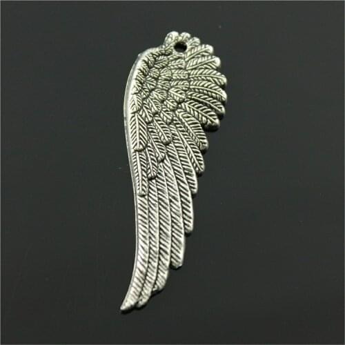 10pcs Charms Angel Wings 50x17mm Antique Making Pendant Fit Vintage Tibetan Silver Color DIY Handmade Jewelry