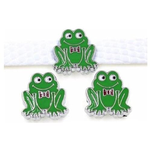 20, 50)PCS/lot 8MM Frog Slide Charm DIY Alloy Accessories Fit For 8mm Leather Bracelet Keychains