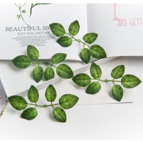 20PCS Silk Rose Leaves Fake Plant Wedding Decorative Wreath Christmas Decorations for Home DIY Gifts Candy Box Artificial Flower