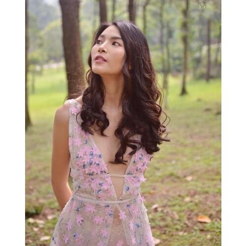 2021 Customized Nightgown Printed Lace Sleeveless See-Through V-Neck Long Corset Fairy Nightgown Robe