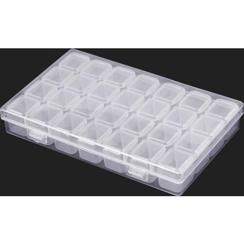 5pcs 28 Cells Nail Art Storage Case Rhinestones Gems Clear Plastic Empty Container for Rhinestones Beads Organizer Box