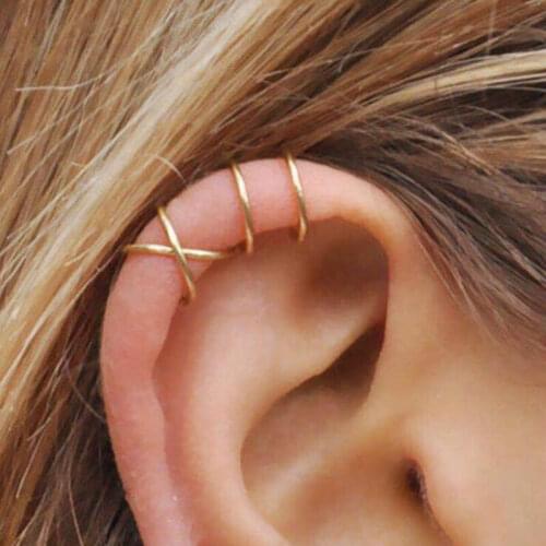 12PCS 5pcs/set Fashion Gold Color Ear Cuffs Leaf Clip Earrings for Women Climbers No Piercing Fake Cartilage Earring