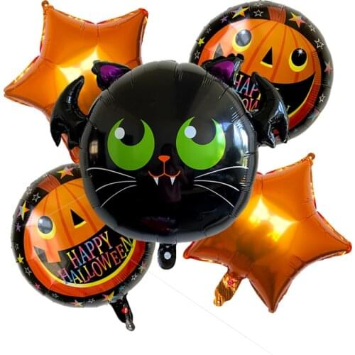5pcs Halloween Pumpkin Ghost Skull Balloons Halloween Decoration Balloon Toys Bat Spider Globos Halloween Party Supplies