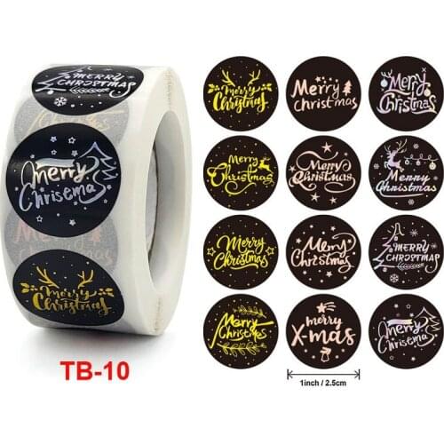 500PCS Christmas Round Stickers Sealing Label Color Hot Stamping Sticker Holiday Gift Decoration Sticker Stationery DIY Gift
