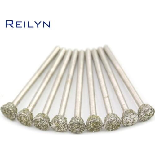 Reilyn 3x4/5/6/8/10/12mm Emergy Diamond Grinding Burr Abrasive Bits Peeling/Polishing/Abrasing Bits Jade Stone Metal Dremel